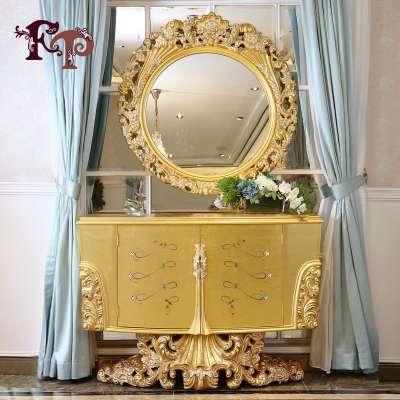 Italian classic furniture luxury European furniture gold leaf gilding console table and mirror