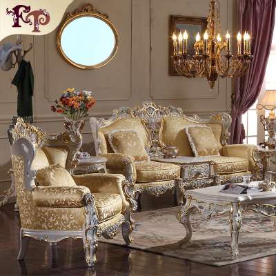 luxury classic home furniture -antique style hand carved solid wood sofa set